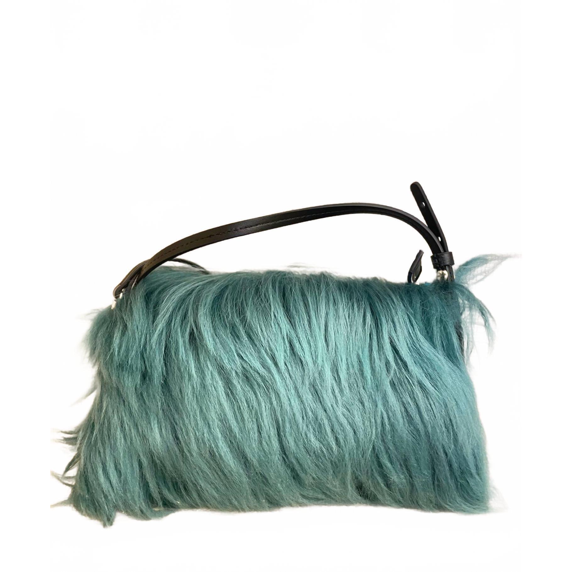 New Gavazzeni Women's Amelie Leather Fur Pouch Bag In Green